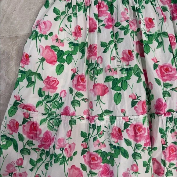 Hill House Floral Midi Dress in White, Pink & Green - Picture 9 of 11